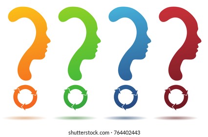 Question mark symbol silhouette of a girl, profile updates