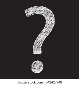 question mark symbol sketch on black background