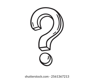 question mark, symbol of thoughts, a sketch by hand in a vector format. Vector illustration