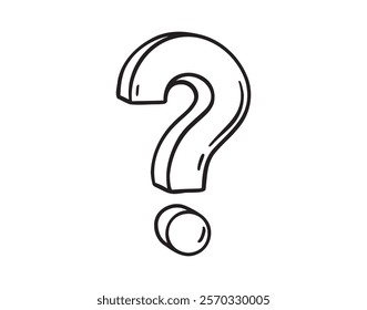 question mark, symbol of thoughts, a sketch by hand in a vector format. Vector illustration