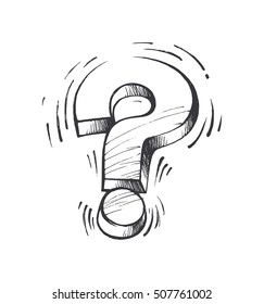 question mark, symbol of thoughts, a sketch by hand in a vector format