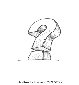 question mark, symbol of thoughts, a sketch by hand in a vector format