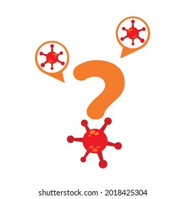 question mark symbol with virus illustration design. pandemic virus information illustration. virus illustration design. on white background
