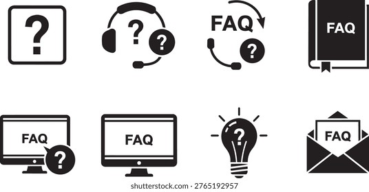 Of question mark symbols and faq concept with lightbulb and gears abstract concept