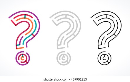 Question mark symbols. Transparent overlapping colorful and black linear vector illustration - Powered by Shutterstock - Get 15% off with code: PIKWIZARD15