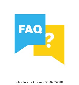 Question mark in talk speech bubble. Faq icon. Ask sign. Help symbol. Flat vector element for mobile app or web site.