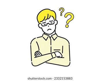 A question mark and a thinking man. Problem solving solution Business concept