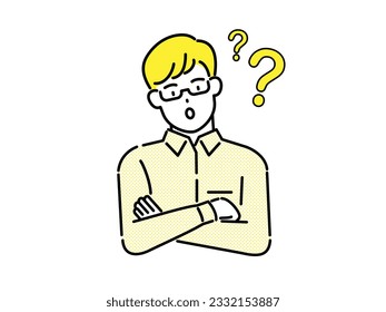 A question mark and a thinking man. Problem solving solution Business concept
