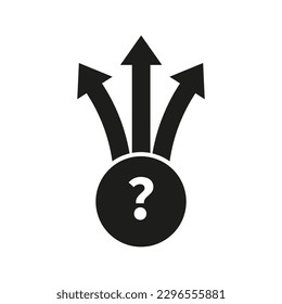 Question mark three arrows. Finance concept. Business success. Vector illustration.