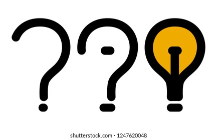 question mark turns into light bulb, idea concept 