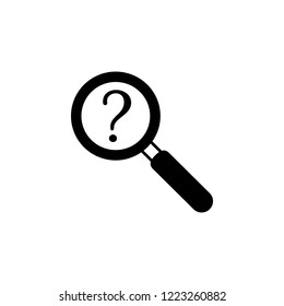 Question mark under the magnifying glass icon. Element of Problem solving. Premium quality graphic design. Signs and symbols collection icon for websites, web design, mobile app on white background