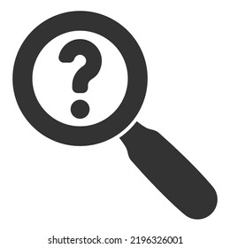 Marca de interrogación bajo lupa, lupa - icono, ilustración sobre fondo blanco, estilo glifo