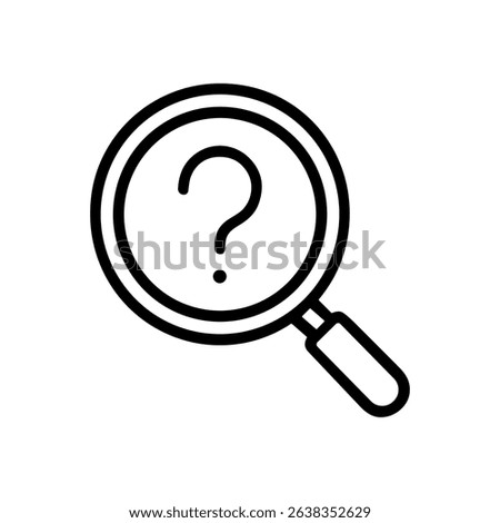 Question mark under a magnifying glass icon illustration element
