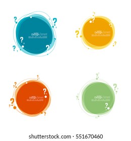 Question mark vector icon. Set banner roundish form.