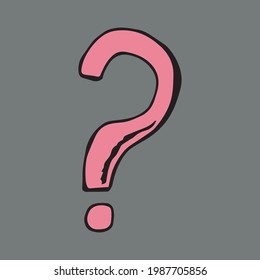 Question mark. Vector illustration. Cartoon. Hand-drawn in doodle style. Isolated on a white background. Coloring pages for children and adults.