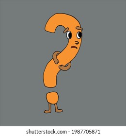 Fragezeichen. Vektorgrafik. Handgezeichnet im Doodle-Stil. Einzeln auf weißem Hintergrund. Farbseiten für Kinder und Erwachsene. Hübscher Charakter im Cartoon-Stil