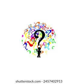 Question mark vector illustration, illustration of an idea born with many questions, a new idea with new questions, a question becomes many questions