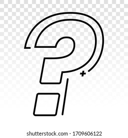 Question mark vector line art icon for apps and websites on a transparent background