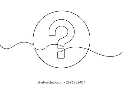 Question mark vector one line drawing.