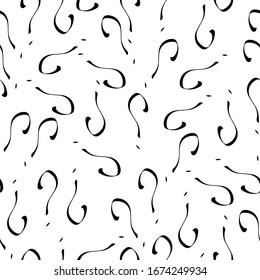 Question mark vector seamless pattern. Hand drawn sketch. FAQ button. Ask for help Asking questions