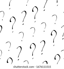 Question mark vector seamless pattern. Hand drawn sketch. FAQ button. Asking questions. Ask for help