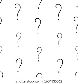 Question mark vector seamless pattern. Hand drawn sketch. FAQ button. Asking questions. Ask for help