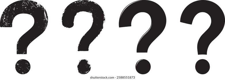 Question Mark Vector Set - Grunge and Clean Style, Isolated on White Background