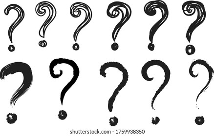 Question mark vector set. Question mark vector hand drawn illustration.
