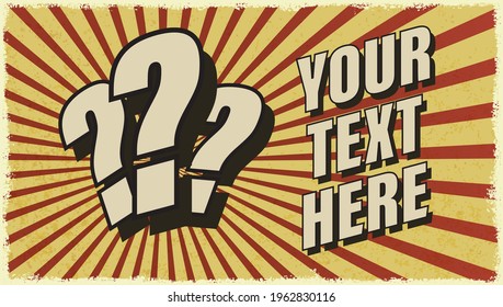 Fragezeichen-Videoformat, Ort für Text auf Vintage-Pin-up-Broadcast-Hintergrund