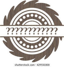 Question Mark wooden emblem. Vintage.