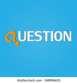 question mark with the word on a blue background