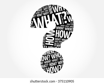 Question mark, Question words cloud business concept collage