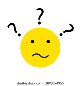 Question mark yellow emoji icon. Clipart image isolated on white background.