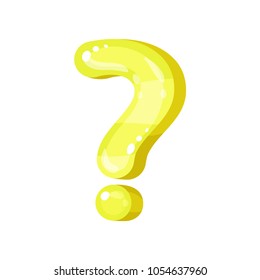 Question mark, yellow glossy bright punctuation symbol vector Illustration on a white background