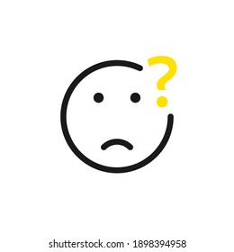 Question mark yellow line emoji icon. Clipart image isolated on white background.