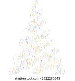 Question marks. Background for quiz, poll, survey, faq, interrogation, query. Multicolored template for opinion, public poll. Funny School vector illustration rainbow color on white background.