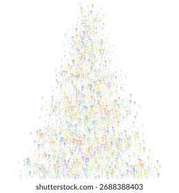Interrogantes. Antecedentes para la prueba, encuesta, Encuesta, preguntas frecuentes, interrogatorio, consulta. Multicolor Plantilla de opinión, encuesta pública. Divertido color del arco iris de la Ilustración vectorial de la escuela sobre fondo blanco.