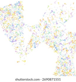 Fragezeichen. Hintergrund für Quiz, Umfrage, Umfrage, FAQ, Abfrage, Abfrage. Mehrfarbige Vorlage für Meinungen, öffentliche Umfrage. Lustige Schule, Vektorgrafik Regenbogenfarbe auf weißem Hintergrund.