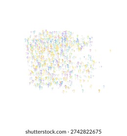 Question marks. Background for quiz, poll, survey, faq, interrogation, query. Multicolored template for opinion, public poll. Funny School vector illustration rainbow color on white background.