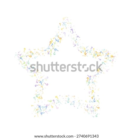 Question marks. Background for quiz, poll, survey, faq, interrogation, query. Multicolored template for opinion, public poll. Funny School vector illustration rainbow color on white background.