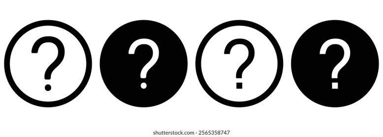 Question marks. Black question mark silhouette. question mark, speech bubble, checkbox. FAQ sign. Question answer sign. Problem and solution concept. Design eps10