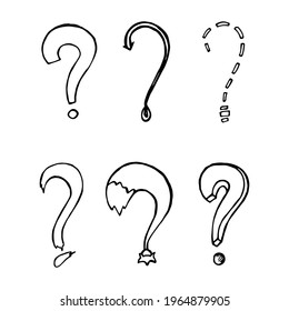 Question marks black and white hand drawn vector doodle icon set EPS10