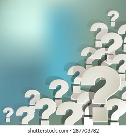 question marks in the corner on a blue background