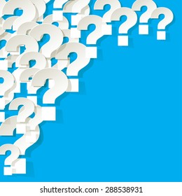 question marks in the corner on a blue background
