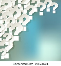 question marks in the corner on a blue bokeh background