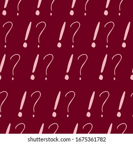 Question marks and exclamation mark seamless pattern. Vector sketch question marks and exclamation mark background