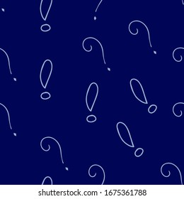 Question marks and exclamation mark seamless pattern. Vector sketch question marks and exclamation mark background
