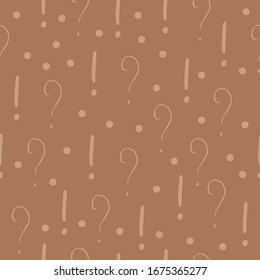 Question marks and exclamation mark seamless pattern. Vector sketch question marks and exclamation mark background