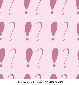 Question marks and exclamation mark seamless pattern. Vector sketch question marks and exclamation mark background