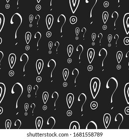 Question marks and exclamation mark seamless pattern. Vector sketch question marks and exclamation mark background